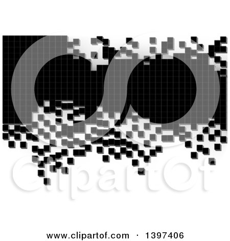 Clipart of a Background of Black and Gray Pixels or Tiles on White - Royalty Free Vector Illustration by dero