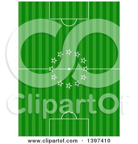 Clipart of a Soccer Pitch with Stars in the Center - Royalty Free Vector Illustration by elaineitalia