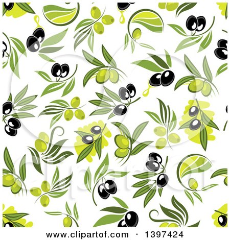 Clipart of a Seamless Background Pattern of Olives - Royalty Free Vector Illustration by Vector Tradition SM