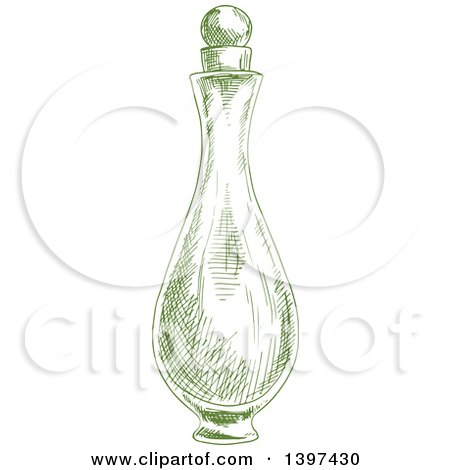 Clipart of a Sketched Oil Bottle - Royalty Free Vector Illustration by Vector Tradition SM