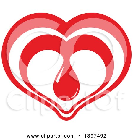 Clipart of a Red Heart with a Blood Drop - Royalty Free Vector Illustration by Vector Tradition SM