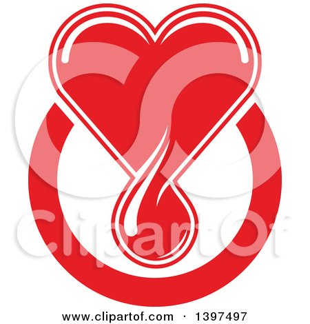 Clipart of a Red Heart with a Blood Drop - Royalty Free Vector Illustration by Vector Tradition SM