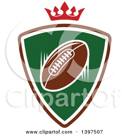 Clipart of an American Football in a Shield Under a Crown - Royalty Free Vector Illustration by Vector Tradition SM
