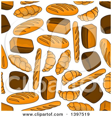 Clipart of a Seamless Background Pattern of Bread - Royalty Free Vector Illustration by Vector Tradition SM
