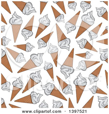 Clipart of a Seamless Background Pattern of Ice Cream Cones - Royalty Free Vector Illustration by Vector Tradition SM