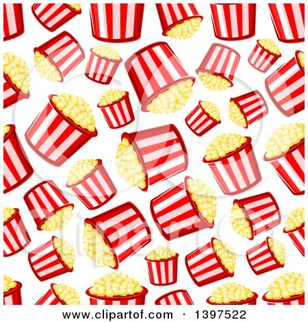 Clipart of a Seamless Background Pattern of Popcorn Buckets - Royalty Free Vector Illustration by Vector Tradition SM