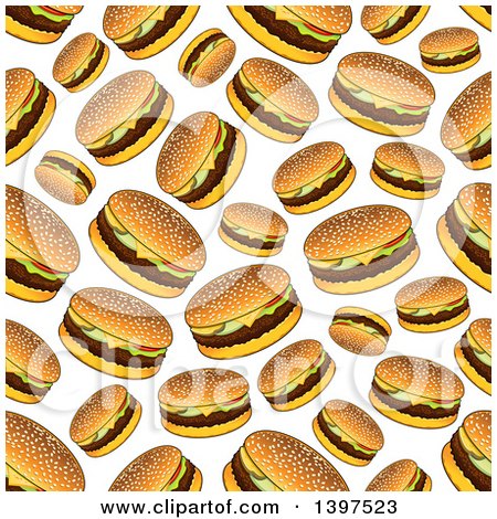 Clipart of a Seamless Background Pattern of Cheeseburgers - Royalty Free Vector Illustration by Vector Tradition SM