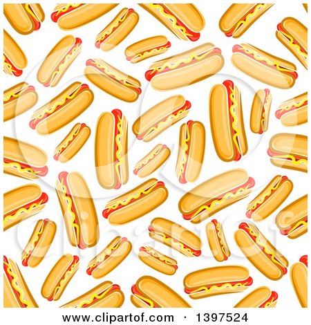 Clipart of a Seamless Background Pattern of Hot Dogs - Royalty Free Vector Illustration by Vector Tradition SM