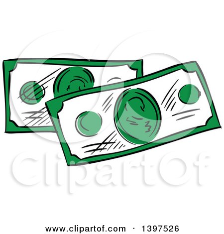 Clipart of Sketched Cash Money - Royalty Free Vector Illustration by Vector Tradition SM