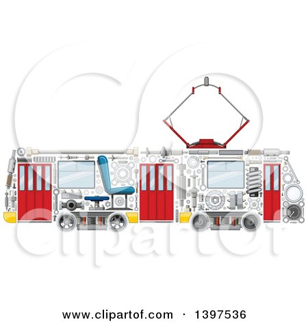 Clipart of a Trolley with Visible Mechanical Parts - Royalty Free Vector Illustration by Vector Tradition SM