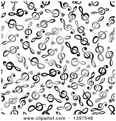 Clipart of a Seamless Background Pattern of Music Clefs - Royalty Free Vector Illustration by Vector Tradition SM