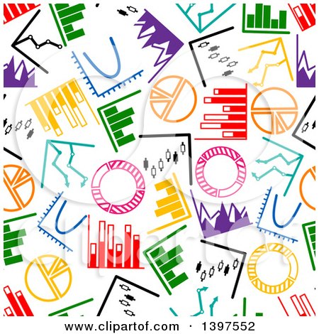 Clipart of a Seamless Background Pattern of Colorful Charts and Graphs - Royalty Free Vector Illustration by Vector Tradition SM