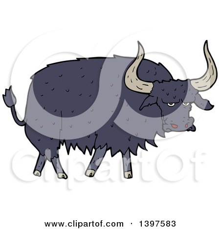 Clipart of a Cartoon Long Haired Cow Bull - Royalty Free Vector Illustration by lineartestpilot