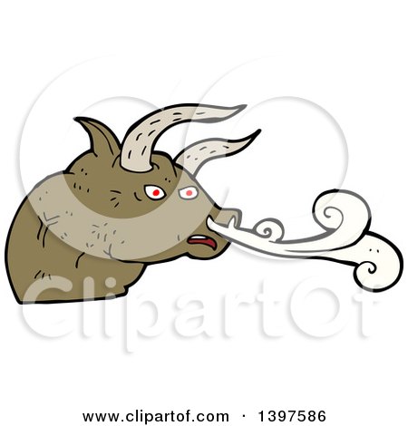 Clipart of a Cartoon Angry Cow Bull - Royalty Free Vector Illustration by lineartestpilot