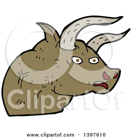 Clipart of a Cartoon Cow Bull - Royalty Free Vector Illustration by lineartestpilot
