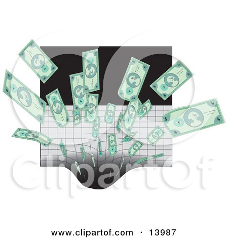 Cash Being Sucked Into a Black Hole Clipart Illustration by Rasmussen Images