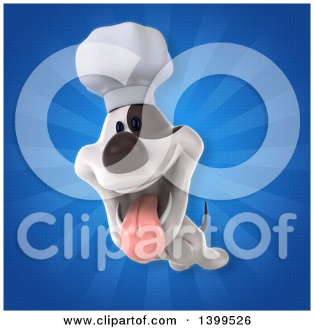 Clipart of a 3d Chef Jack Russell Terrier Dog over Rays - Royalty Free Illustration by Julos