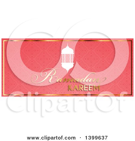 Clipart of a Ramadan Kareem Background with a Lanterns on Pink - Royalty Free Vector Illustration by KJ Pargeter