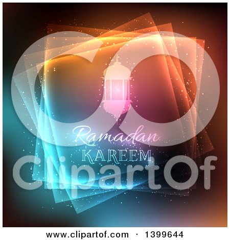 Clipart of a Ramadan Kareem Background with a Lanterns and Lights - Royalty Free Vector Illustration by KJ Pargeter