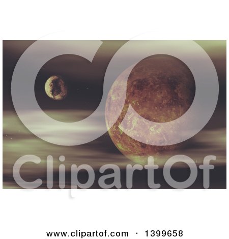Clipart of a 3d Fictional Planet Landscape - Royalty Free Illustration by KJ Pargeter