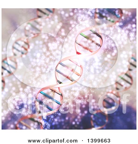 Clipart of a Background of 3d Diagonal Dna Strands - Royalty Free Illustration by KJ Pargeter