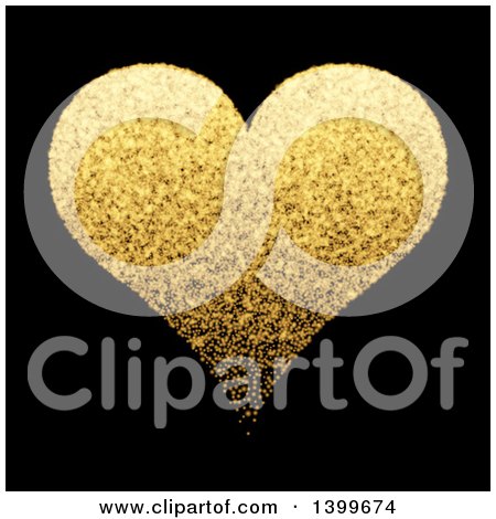 Clipart of a Gold Glitter Heart on Black - Royalty Free Vector Illustration by KJ Pargeter