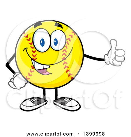 Clipart of a Cartoon Male Softball Character Mascot Giving a Thumb up - Royalty Free Vector Illustration by Hit Toon