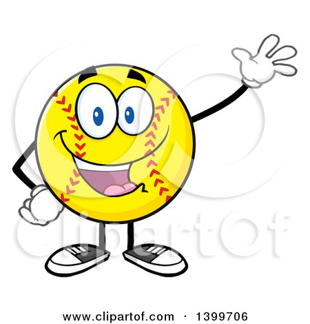 Clipart of a Cartoon Male Softball Character Mascot Waving - Royalty Free Vector Illustration by Hit Toon