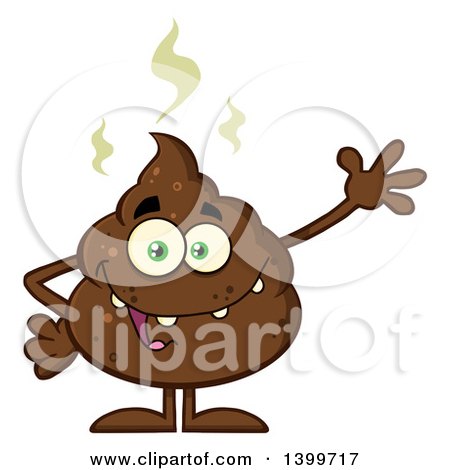 Clipart of a Cartoon Pile of Poop Character Waving - Royalty Free Vector Illustration by Hit Toon