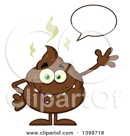 Clipart of a Cartoon Pile of Poop Character Talking and Waving - Royalty Free Vector Illustration by Hit Toon
