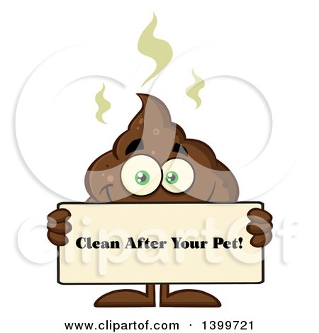 Clipart of a Cartoon Pile of Poop Character Holding a Clean After Your Pet Sign - Royalty Free Vector Illustration by Hit Toon