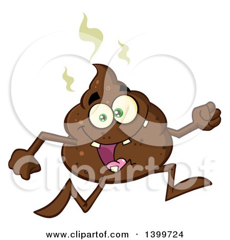 Clipart of a Cartoon Pile of Poop Character Running - Royalty Free Vector Illustration by Hit Toon