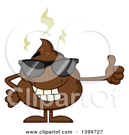 Clipart of a Cartoon Pile of Poop Character Wearing Sunglasses and Giving a Thumb up - Royalty Free Vector Illustration by Hit Toon