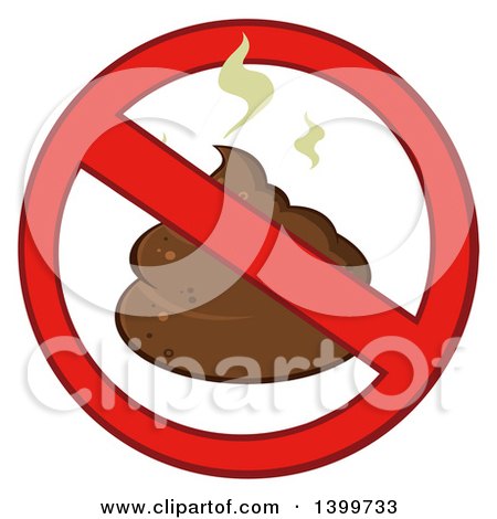 Clipart of a Cartoon Stinky Pile of Poop in a Prohibited Symbol - Royalty Free Vector Illustration by Hit Toon