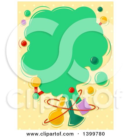 Clipart of a Smoke Cloud with Science Lab Items on Polka Dots - Royalty Free Vector Illustration by BNP Design Studio