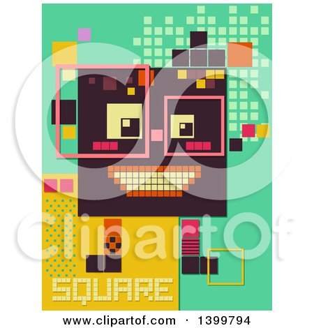 Clipart of a Patterned Robot with Shapes - Royalty Free Vector Illustration by BNP Design Studio