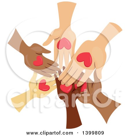 Clipart of a Circle of Hands with Hearts - Royalty Free Vector Illustration by BNP Design Studio