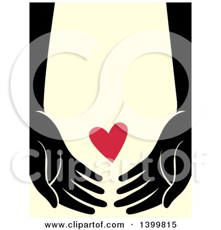 Clipart of a Heart Supported by Hands - Royalty Free Vector Illustration by BNP Design Studio
