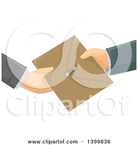 Clipart of Hands Exchanging an Envelope - Royalty Free Vector Illustration by BNP Design Studio