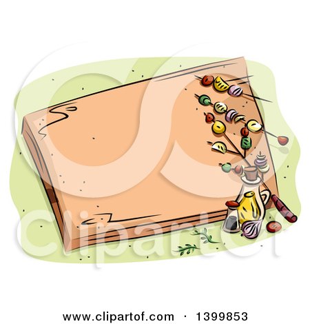 Clipart of a Cutting Board with Kebabs - Royalty Free Vector Illustration by BNP Design Studio