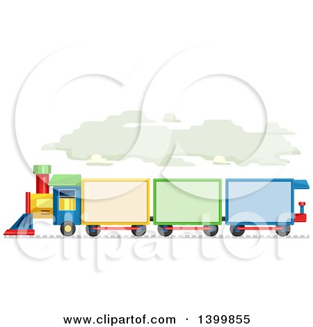 Clipart of a Colorful Train with Text Space on the Cars - Royalty Free Vector Illustration by BNP Design Studio