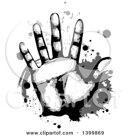 Clipart of a Hand with Splatters - Royalty Free Vector Illustration by BNP Design Studio