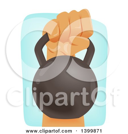 Clipart of a Man's Hand Holding a Kettlebell - Royalty Free Vector Illustration by BNP Design Studio