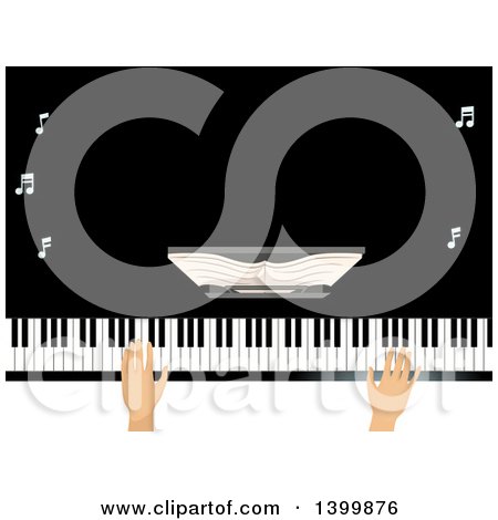 Clipart of a Man's Hands Playing a Grand Piano - Royalty Free Vector Illustration by BNP Design Studio