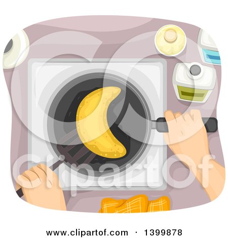 Clipart of a Person Cooking a Moon Pancake - Royalty Free Vector Illustration by BNP Design Studio