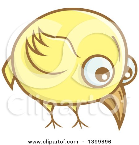 Clipart of a Yellow Bird Pecking the Ground - Royalty Free Vector Illustration by Any Vector