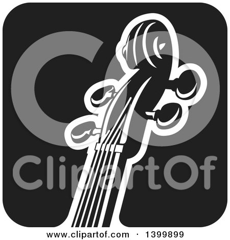 Clipart of a Black and White Violin Pegbox Icon - Royalty Free Vector Illustration by Any Vector