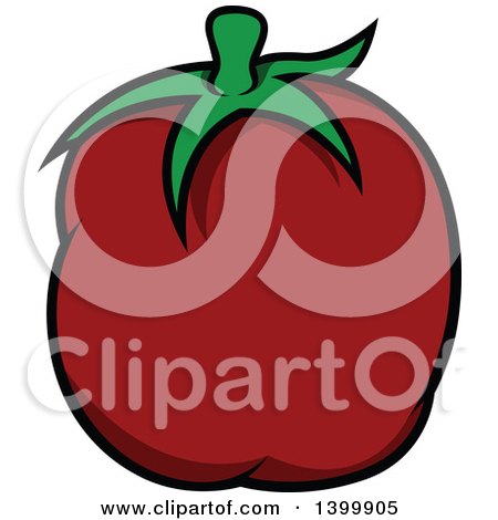 Clipart of a Cartoon Tomato - Royalty Free Vector Illustration by dero
