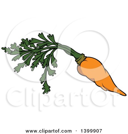 Clipart of a Cartoon Carrot with Greens - Royalty Free Vector Illustration by dero