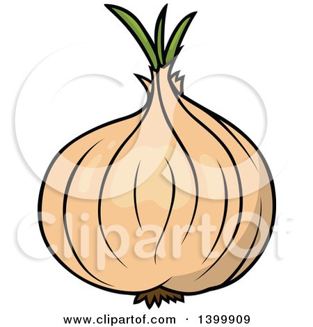 Clipart of a Cartoon Yellow Onion - Royalty Free Vector Illustration by dero